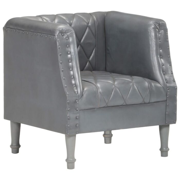 Chaise cabriolet Gris Cuir véritable de chèvre – Image 7