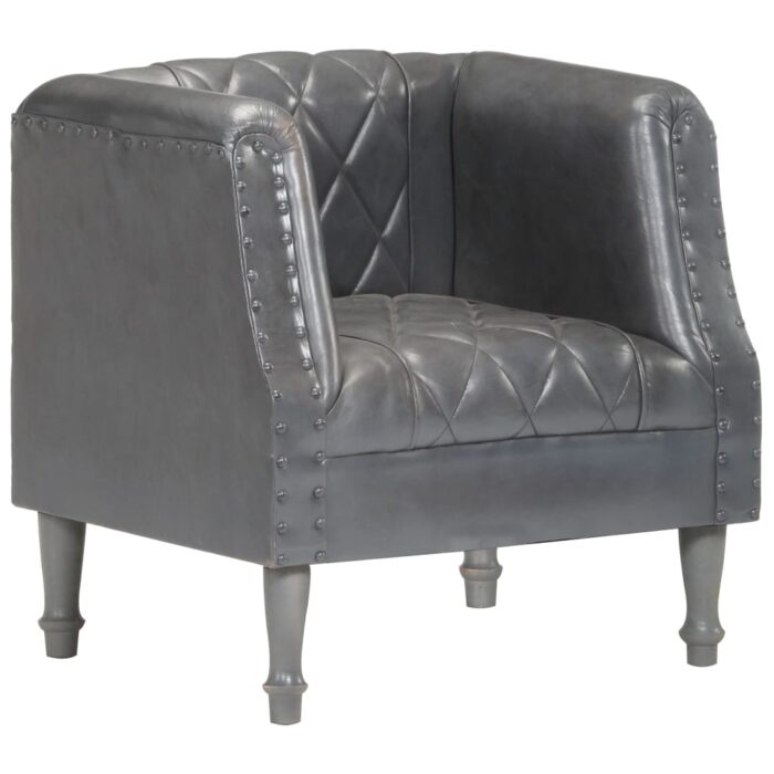 Chaise cabriolet Gris Cuir véritable de chèvre – Image 8