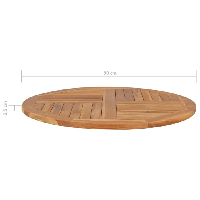 Dessus de table Bois de teck solide Rond 2,5 cm 90 cm – Image 6