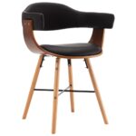 Chaises à manger lot de 4 noir similicuir et bois courbé – Image 2