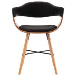 Chaises à manger lot de 4 noir similicuir et bois courbé – Image 3