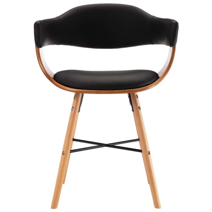 Chaises à manger lot de 4 noir similicuir et bois courbé – Image 3