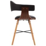 Chaises à manger lot de 4 noir similicuir et bois courbé – Image 4