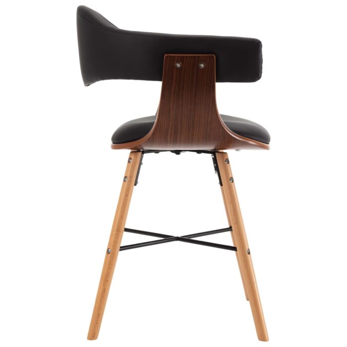 Chaises à manger lot de 4 noir similicuir et bois courbé – Image 4