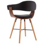 Chaises à manger lot de 4 noir similicuir et bois courbé – Image 5