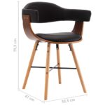 Chaises à manger lot de 4 noir similicuir et bois courbé – Image 7