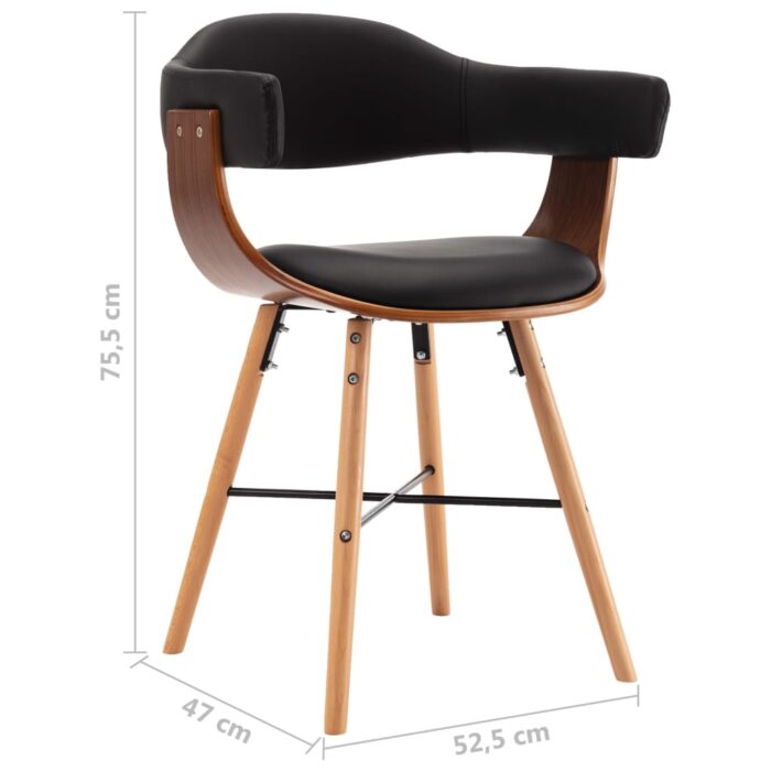 Chaises à manger lot de 4 noir similicuir et bois courbé – Image 7