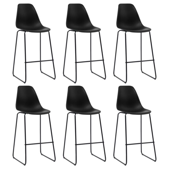 Chaises de bar lot de 6 noir plastique – Image 1
