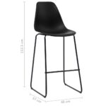 Chaises de bar lot de 6 noir plastique – Image 6