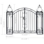 Portillon ornemental de jardin Fer forgé 122x20,5x100 cm – Image 5