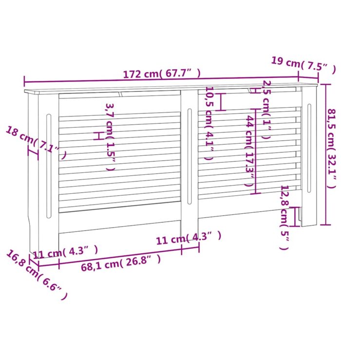 Cache-radiateur anthracite 172x19x81,5 cm MDF – Image 7