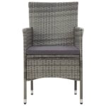 Salon de jardin 4 pcs avec coussins résine tressée gris – Image 6