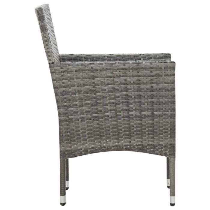 Salon de jardin 4 pcs avec coussins résine tressée gris – Image 7