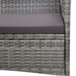 Salon de jardin 4 pcs avec coussins résine tressée gris – Image 10