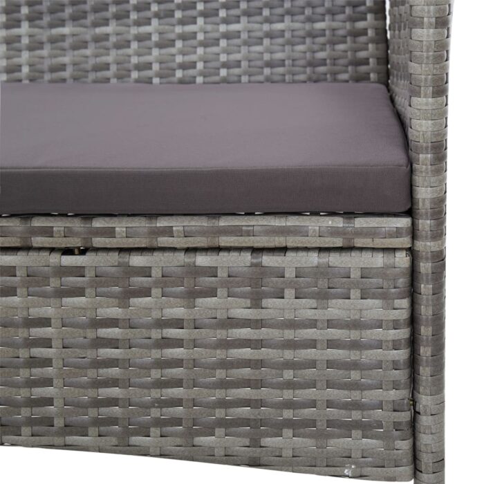 Salon de jardin 4 pcs avec coussins résine tressée gris – Image 10