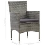 Salon de jardin 4 pcs avec coussins résine tressée gris – Image 12