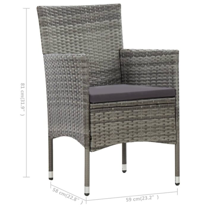Salon de jardin 4 pcs avec coussins résine tressée gris – Image 12