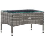 Salon de jardin 4 pcs avec coussins résine tressée gris – Image 4