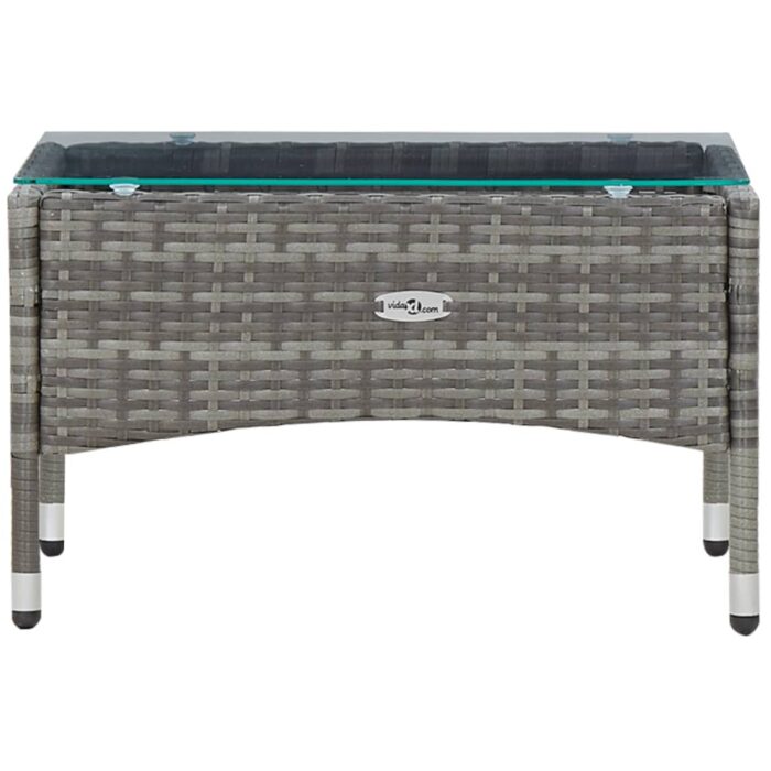 Salon de jardin 4 pcs avec coussins résine tressée gris – Image 5