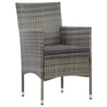 Salon de jardin 4 pcs avec coussins résine tressée gris – Image 6