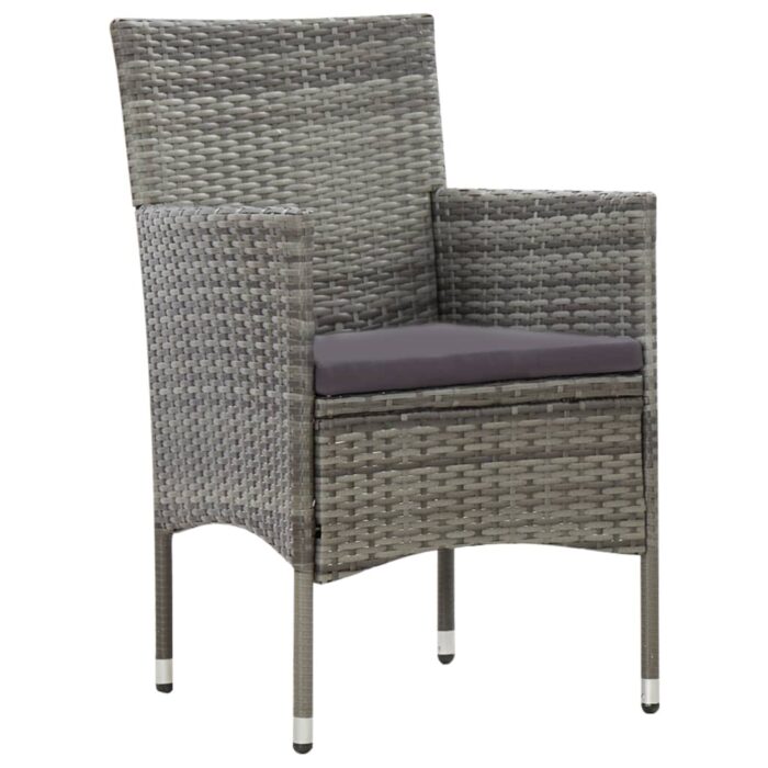 Salon de jardin 4 pcs avec coussins résine tressée gris – Image 6