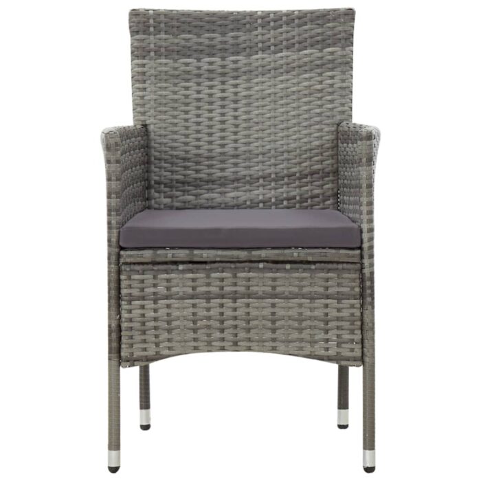 Salon de jardin 4 pcs avec coussins résine tressée gris – Image 7