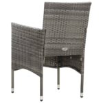 Salon de jardin 4 pcs avec coussins résine tressée gris – Image 9
