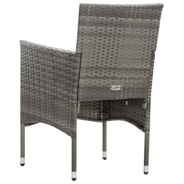 Salon de jardin 4 pcs avec coussins résine tressée gris – Image 9
