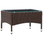 Table basse Marron 60x40x36 cm Résine tressée