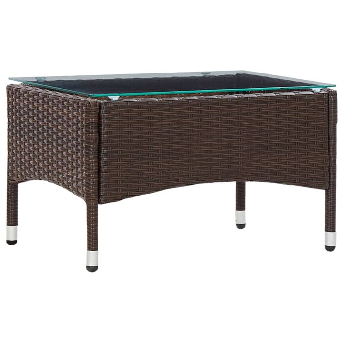 Table basse Marron 60x40x36 cm Résine tressée – Image 1