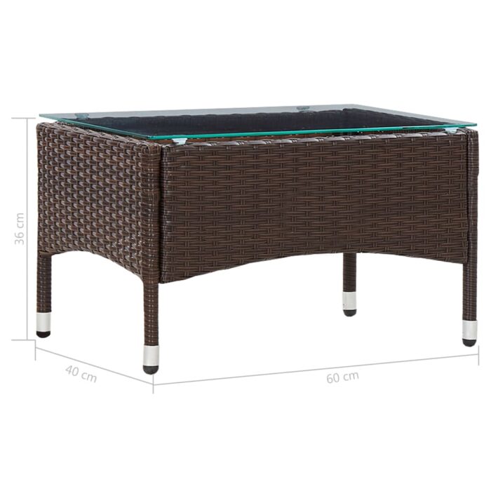 Table basse Marron 60x40x36 cm Résine tressée – Image 4