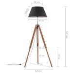 Lampadaire à trépied Marron miel et noir Bois de teck 141 cm – Image 8