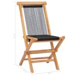 Chaises pliables de jardin lot de 2 Bois teck solide et corde – Image 5