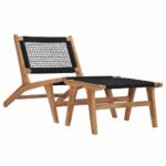 Chaise longue avec repose-pied Bois de teck solide et corde