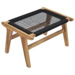 Chaise longue avec repose-pied Bois de teck solide et corde – Image 10