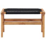 Chaise longue avec repose-pied Bois de teck solide et corde – Image 11