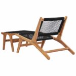 Chaise longue avec repose-pied Bois de teck solide et corde – Image 2