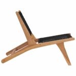 Chaise longue avec repose-pied Bois de teck solide et corde – Image 4