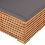 Canapé central de jardin avec coussin gris Bois de teck solide – Image 4