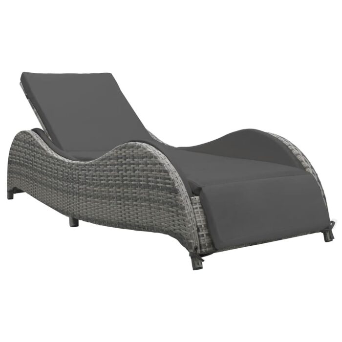 Chaise longue avec coussin Résine tressée Anthracite – Image 1
