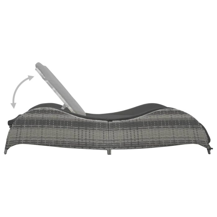Chaise longue avec coussin Résine tressée Anthracite – Image 2