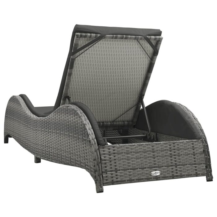 Chaise longue avec coussin Résine tressée Anthracite – Image 3