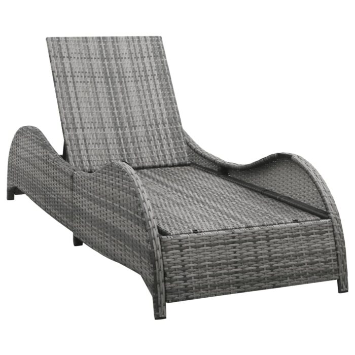 Chaise longue avec coussin Résine tressée Anthracite – Image 4