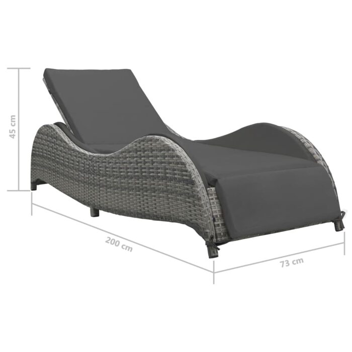 Chaise longue avec coussin Résine tressée Anthracite – Image 5