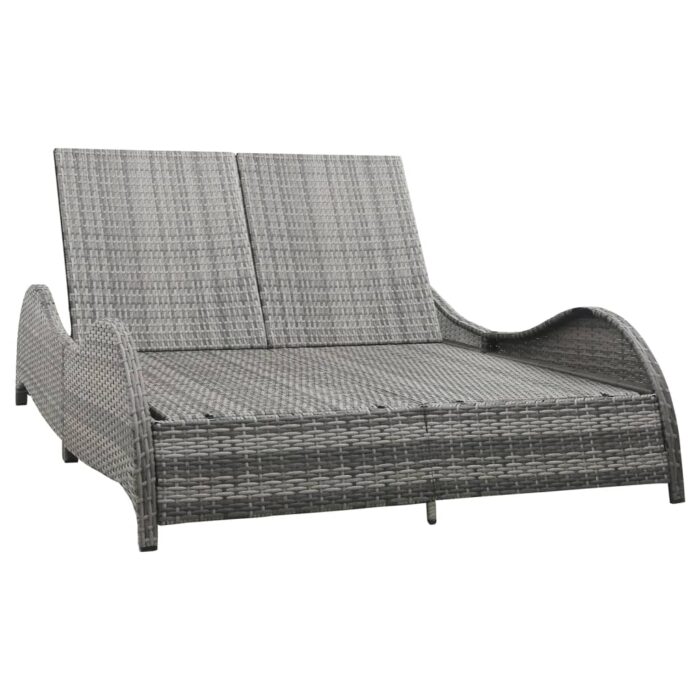 Chaise longue double avec coussin Résine tressée Anthracite – Image 2