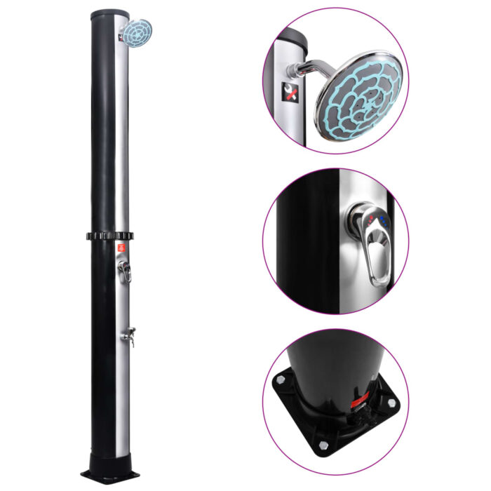 Douche solaire d'extérieur avec pomme de douche et robinet 40 L – Image 1