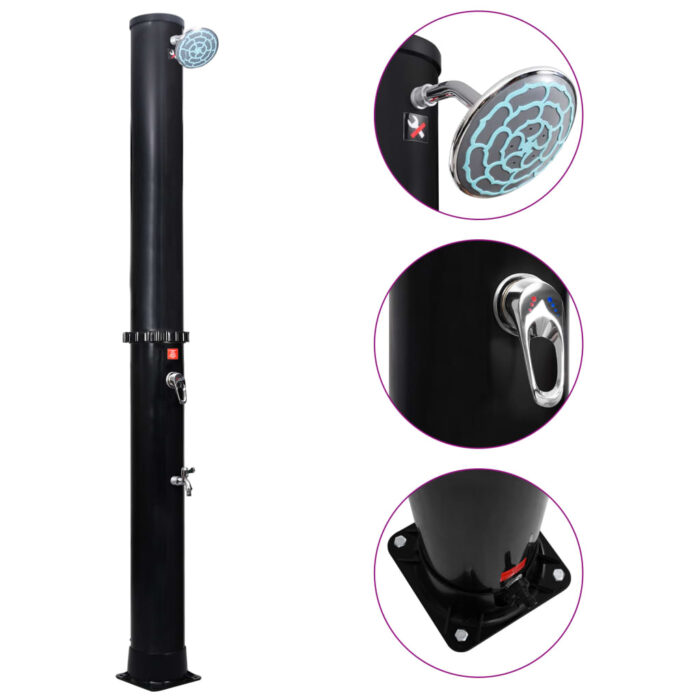 Douche solaire d'extérieur avec pomme de douche et robinet 40 L – Image 1