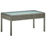 Salon de jardin 4 pcs avec coussins résine tressée gris – Image 2