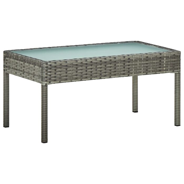 Salon de jardin 4 pcs avec coussins résine tressée gris – Image 2