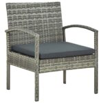 Salon de jardin 4 pcs avec coussins résine tressée gris – Image 5